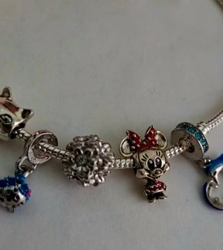 Conjunto Pulsera Plata Ley S925 con Charms