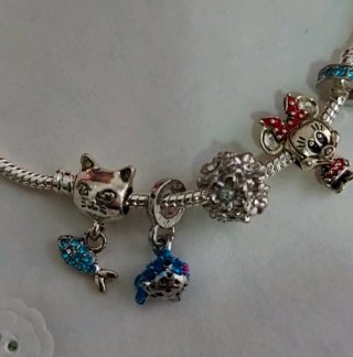 Conjunto Pulsera Plata Ley S925 con Charms