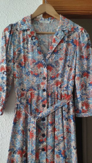 Vestido Cache Cache floral azul y rojo T.XS-S