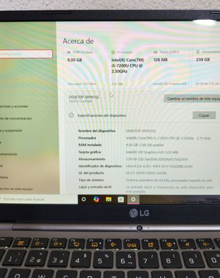 LG Gram / i5-7a / 8 gb RAM / 256 GB - Portátil