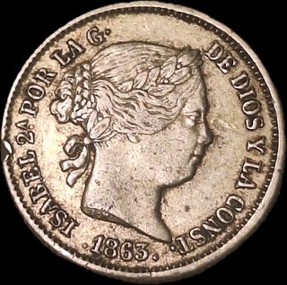 1 Real Isabel II 1863 Moneda Antigua