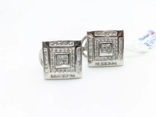 Pendientes Oro 18k Diamantes Cuadrados