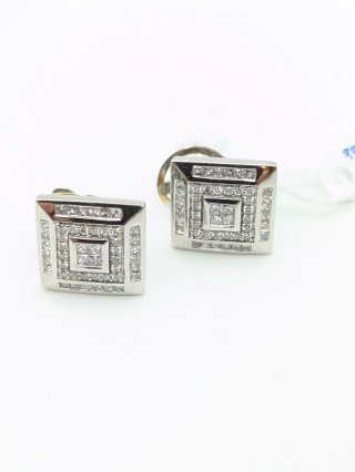 Pendientes Oro 18k Diamantes Cuadrados