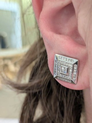Pendientes Oro 18k Diamantes Cuadrados
