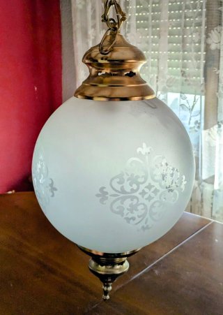 Lámpara globo vintage cristal y metal