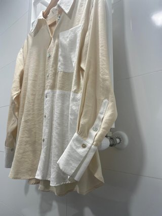 Camisa Mango Beige y Blanca SIN ESTRENAR