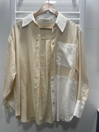 Camisa Mango Beige y Blanca SIN ESTRENAR