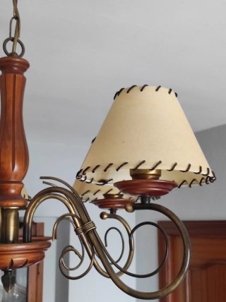 Lámpara 5 brazos metal y madera