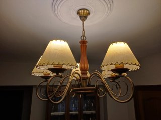 Lámpara 5 brazos metal y madera