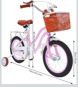 Bicicleta infantil rosa con ruedines
