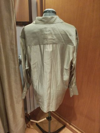 Camisa Lyocell Beige Manga Murciélago