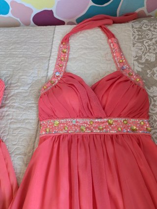 3 Vestidos de Fiesta Dorados y Rosas