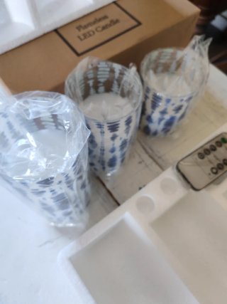 Set 3 Candele LED Blu e Bianche