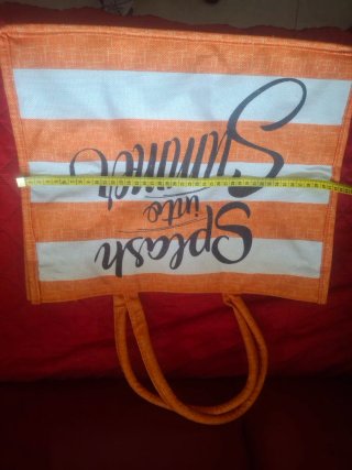 Borsa mare a righe arancioni e bianche
