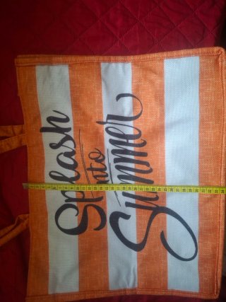 Borsa mare a righe arancioni e bianche