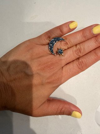 Anillo Swarovski Luna y Estrella Azul