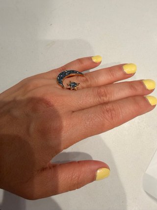 Anillo Swarovski Luna y Estrella Azul