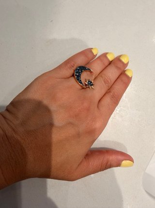 Anillo Swarovski Luna y Estrella Azul