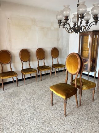 Lote de 6 Sillas Vintage Terciopelo Clásico