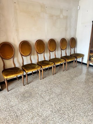 Lote de 6 Sillas Vintage Terciopelo Clásico