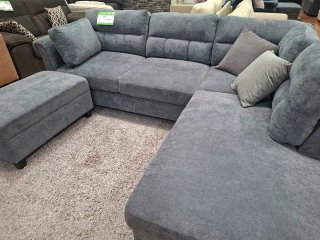 Sofá Rinconera Gris + Puff Almacenam. 260cm NUEVO