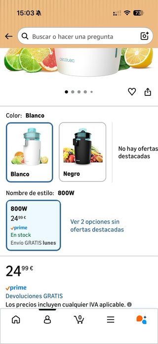 Exprimidor Cecotec 800W