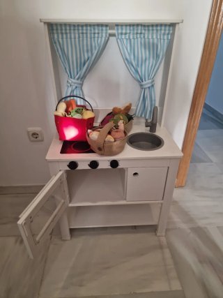 Cocinita Infantil Ikea Madera Cortinas