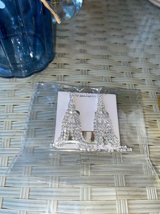Orecchini pendenti strass argento