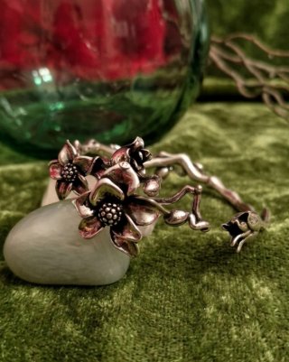 Pulsera De Plata 925 De Flores Estilo Vintagey