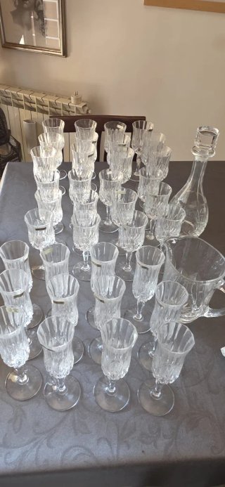 Set 24 Bicchieri Cristallo 24% Pbo Lavorato a Mano