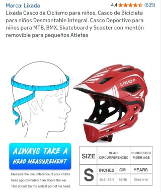 Casco Lixada Integral Desmontable Niños