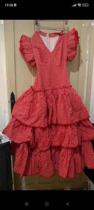Vestido Sevillana Flamenca Lunares Rojo