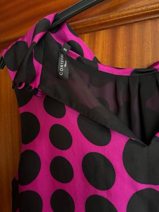Vestido Cortefiel lunares rosa y negro Talla S