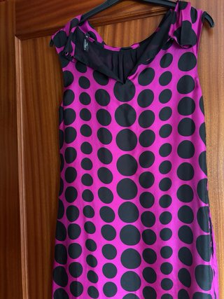 Vestido Cortefiel lunares rosa y negro Talla S
