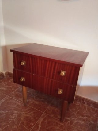 Mesita auxiliar madera y mármol