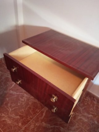 Mesita auxiliar madera y mármol