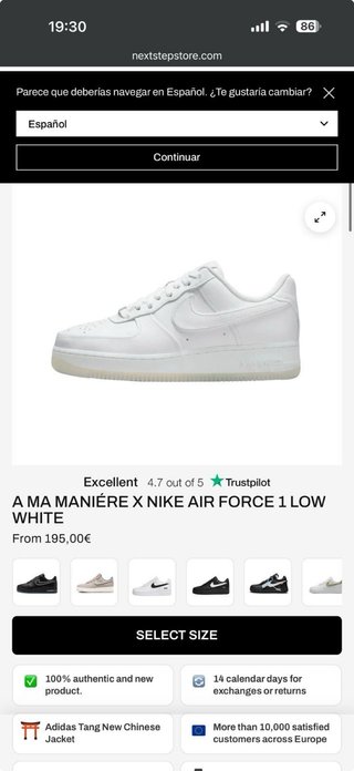 Nike Air Force 1 Talla 42 Blancas