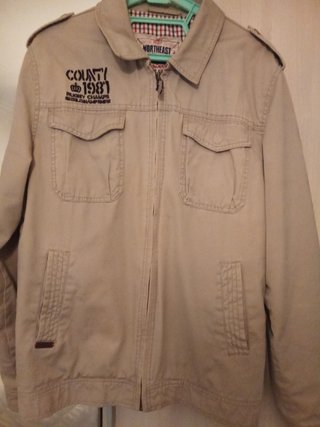 Chaqueta militar lona algodón beige