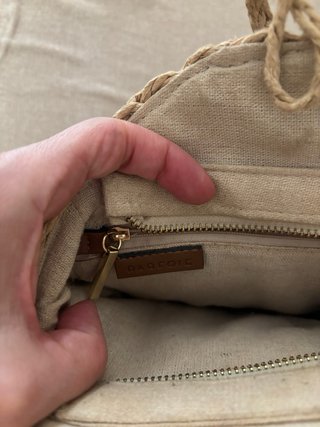 Bolso Cesta Redondo Beige y Marrón