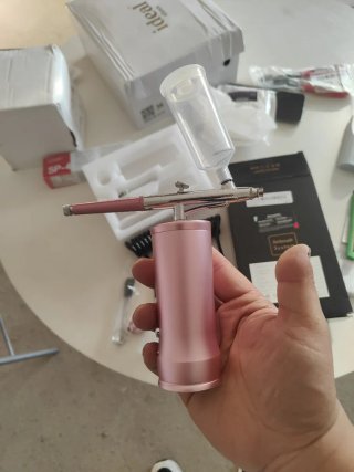 Pistola aerógrafo maquillaje rosa