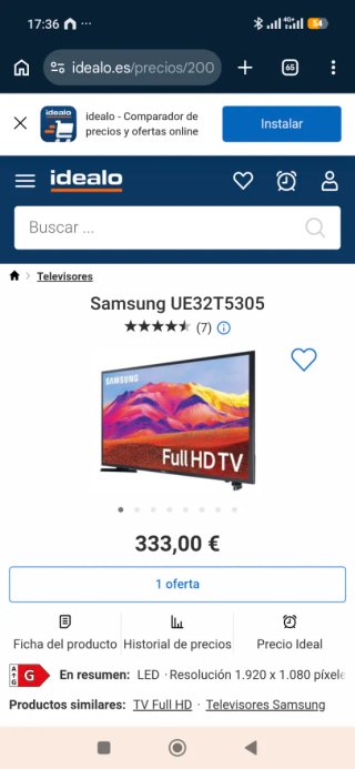 Smart TV Samsung 32" Full HD 1920x1080. 2021.