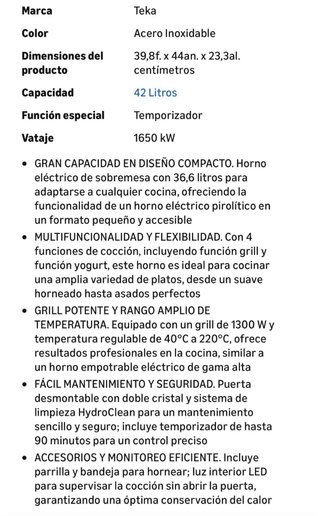 Horno Eléctrico Teka