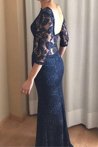 Vestido largo encaje azul marino