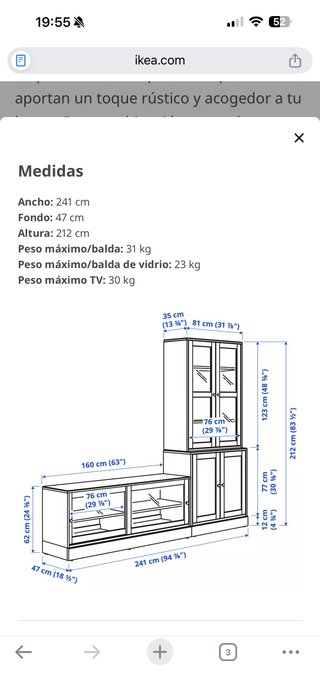 Set Muebles TV Salón  Mueble PARA TV Gris Havsta