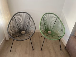 2 Sillas Acapulco Metal y Plástico verde y gris