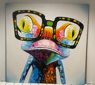 Cuadro infantil rana con gafas (76cm x 76cm)