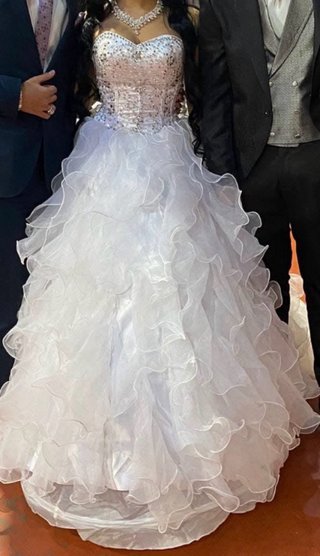 Vestido de fiesta lentejuelas azul y dorado