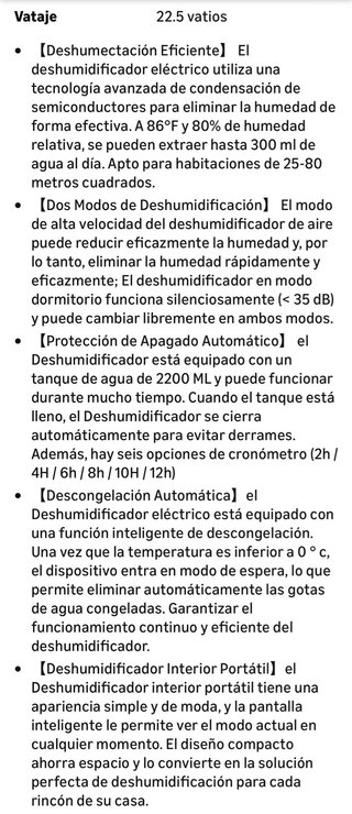 Deumidificatore Portatile con Serbatoio Acqua 2,2L