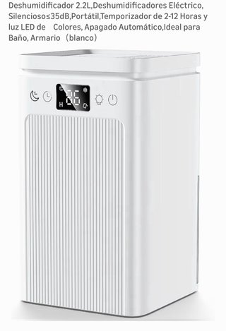 Deumidificatore Portatile con Serbatoio Acqua 2,2L
