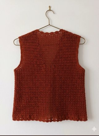 Chaleco crochet lana merino artesanal M/L